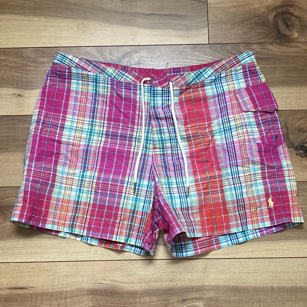 Polo Ralph Lauren plaid madras swim trunks. Size 34 waist / M
